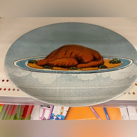 John Derian For Target 10"x15" Oval Stoneware Platter Fall Cooked Turkey NEW - Picture 2 of 6
